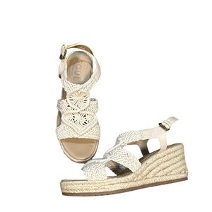 New SOUL Naturalizer Cream Macramé Espadrille Wedge Sandals Sz 8